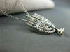 ANTIQUE .09CT DIAMOND 14KT WHITE GOLD 3D CLASSIC FILIGREE MENORAH PENDENT #2325