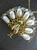 ANTIQUE .05CT DIAMOND & PEARL 14KT TWO TONE GOLD PEACOCK BIRD PIN PENDANT #20841