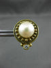ANTIQUE .14CT DIAMOND & AAA SOUTH SEA PEARL 14KT YELLOW GOLD 3D EARRINGS #17204