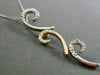 ESTATE .15CT DIAMOND 14KT WHITE & ROSE GOLD 3D FLORAL LEAF HANGING PENDANT CHAIN