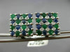 LARGE 3.05CT DIAMOND & AAA SAPPHIRE & EMERALD 14KT WHITE GOLD 3D SQUARE EARRINGS