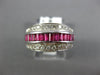 ESTATE WIDE 1.45CT DIAMOND & AAA RUBY 14KT WHITE GOLD ROUND & BAGUETTE RING #716