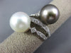 LARGE .57CT DIAMOND AAA SOUTH SEA & TAHITIAN PEARL 14KT WHITE GOLD 3D RING #2372