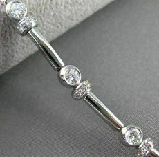 ESTATE 1.53CTW DIAMOND 18KT WHITE GOLD BEZEL LINK TENNIS BRACELET STUNNING #1470
