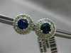 ESTATE LARGE 2.80CT DIAMOND & AAA SAPPHIRE 14KT WHITE GOLD ROUND HALO EARRINGS
