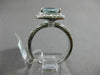 ESTATE 2.37CT DIAMOND & AQUAMARINE 14K WHITE GOLD 3D SQUARE HALO ENGAGEMENT RING