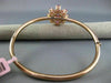 ESTATE LARGE 5.10CT DIAMOND & RUBY 14KT ROSE GOLD FLOWER CLASSIC BANGLE BRACELET