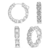 2.35CT DIAMOND 14K WHITE GOLD ROUND CLASSIC 5 STONE HUGGIE HOOP HANGING EARRINGS