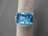 ESTATE WIDE 6.43CTW DIAMOND & AAA BLUE TOPAZ 14KT WHITE GOLD 3D RECTANGULAR RING