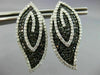 ESTATE LARGE 1.85CT WHITE & BLACK DIAMOND 14K WHITE GOLD MULTI LEAF STUD EARRING