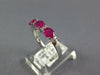 1.18CT DIAMOND & AAA RUBY 18K WHITE GOLD 3D OVAL & ROUND 3 STONE ANNIVERSARY ING