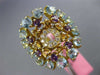 ESTATE LARGE 2.13CT DIAMOND & AAA MULTI GEM 14K YELLOW GOLD CIRCULAR FLOWER RING