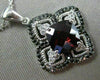 ESTATE 2.83CT WHITE & BLACK DIAMOND & GARNET 14K 2 TONE GOLD OPEN SQUARE PENDANT
