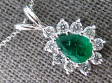 .80CT DIAMOND & AAA EMERALD 14KT WHITE GOLD 3D PEAR SHAPE & ROUND PENDANT #27923
