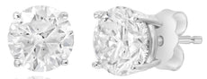 LARGE 2.09CT DIAMOND 14KT WHITE GOLD 3D CLASSIC SOLITAIRE 4 PPRONG STUD EARRINGS