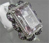 ESTATE FILIGREE 14KT WHITE 14.48CT RECTANGULAR AAA PINK AMETHYST GOLD RING
