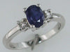 1.12CT DIAMOND AAA SAPPHIRE 14KT WHITE GOLD OVAL & ROUND 3 STONE FRIENDSHIP RING