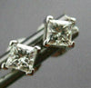 ESTATE .48CT PRINCESS CUT DIAMOND 14K WHITE GOLD 3D CLASSIC STUD EARRINGS #22068
