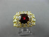 LARGE 4.1CT ROUND & BAGUETTE DIAMOND & RUBY 18K YELLOW GOLD HALO ENGAGEMENT RING