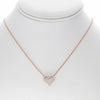 ESTATE .67CT ROUND CUT DIAMOND 14K ROSE GOLD 3D CLASSIC OPEN HEART LOVE NECKLACE