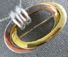 LARGE 14KT WHITE & YELLOW GOLD 3D OVAL DOUBLE HOOP LOVE KNOT BROOCH PENDANT #953