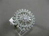ESTATE LARGE 1.65CT ROUND & BAGUETTE DIAMOND 14K WHITE GOLD FLOWER SUNBURST RING