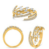 LARGE .60CT DIAMOND 14K YELLOW GOLD MARQUISE & ROUND MULTI ROW CRISS CROSS RING