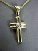 ESTATE .15CT DIAMOND 14KT TWO TONE GOLD SOLITAIRE FLOATING CROSS PENDANT #11344