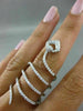 ESTATE LARGE 1.05CT DIAMOND 18KT WHITE GOLD 3D OPEN SWIRL HEART SNAKE FUN RING