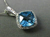 ESTATE 2.92CT DIAMOND & BLUE TOPAZ 14KT WHITE GOLD SQUARE HALO FILIGREE PENDANT