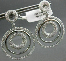 ESTATE LARGE 1.98CT DIAMOND 14KT WHITE GOLD CIRCLE OF LIFE HANGING EARRINGS
