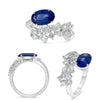 LARGE 3.33CT DIAMOND & AAA SAPPHIRE 14KT WHITE GOLD MULTI SHAPE ENGAGEMENT RING