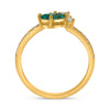 .93CT DIAMOND AAA EMERALD 14K YELLOW GOLD MULTI SHAPE FLORAL SOLITAIRE LOVE RING