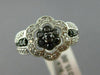 ESTATE WIDE .50CT WHITE & BLACK DIAMOND 14KT WHITE GOLD 3D PAVE FLOWER FUN RING