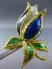 ANTIQUE LARGE .60CT DIAMOND AAA ENAMEL 18K TWO TONE GOLD FLOWER PIN BROOCH #1902