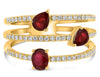 WIDE 1.20CT DIAMOND & AAA RUBY 14KT YELLOW GOLD 3D MULTI SHAPE 3 ROW FUN RING