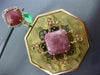 LARGE 1.1CT DIAMOND & PINK AGATE 18K ROSE & YELLOW GOLD OCTAGON HANGING EARRINGS