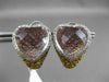 LARGE 15.01CT WHITE & FANCY YELLOW DIAMOND & QUARTZ 14KT WHITE GOLD 3D EARRINGS