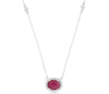 1.52CT DIAMOND & AAA RUBY 14K WHITE GOLD OVAL ROUND SOLITAIRE HALO LOVE NECKLACE