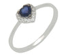 ESTATE .39CT DIAMOND & AAA SAPPHIRE 14K WHITE GOLD CLASSIC HEART SHAPE LOVE RING