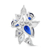 LARGE 2.40CT DIAMOND AAA SAPPHIRE 14K WHITE GOLD CLUSTER FLOWER FLOATING PENDANT