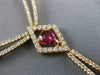 ESTATE LARGE 12.80CT DIAMOND & AAA RHODOLITE 18K ROSE GOLD 3D TEAR DROP NECKLACE
