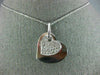ANTIQUE .93CT DIAMOND 14KT WHITE GOLD 3D PAVE DOUBLE HEART LOVE PENDANT #1708