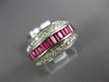 ESTATE WIDE 1.45CT DIAMOND & AAA RUBY 14KT WHITE GOLD ROUND & BAGUETTE RING #716
