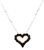 ESTATE .66CT BLACK DIAMOND 18KT WHITE GOLD 3D OPEN HEART LOVE FLOATING PENDANT