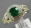 ESTATE WIDE 2.4CT DIAMOND & AAA COLOMBIAN EMERALD 14K WHITE GOLD ENGAGEMENT RING