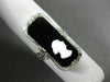 ESTATE LARGE AAA ONYX 14KT WHITE GOLD 3D OPEN FILIGREE LADY CAMEO RING #26430