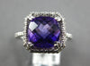LARGE 2.5CT DIAMOND & AAA AMETHYST 14K WHITE GOLD 3D SQUARE HALO ENGAGEMENT RING