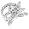 ESTATE .95CT DIAMOND 14KT WHITE GOLD ROUND MULTI ROW SEMI MOUNT ENGAGEMENT RING