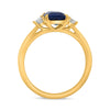 LARGE 2.51CT DIAMOND & AAA SAPPHIRE 14KT YELLOW GOLD 3D CUSHION ENGAGEMENT RING